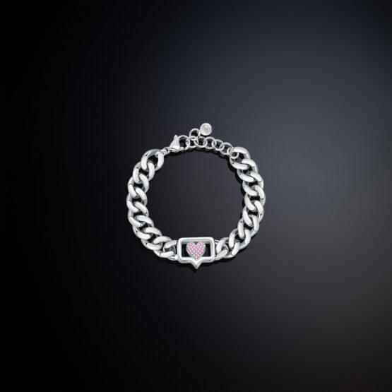 CHIARA FERRAGNI BOSSY CHAIN J19AUW11 Ασημένιο Βραχιόλι Αλυσίδα Με Καρδιά