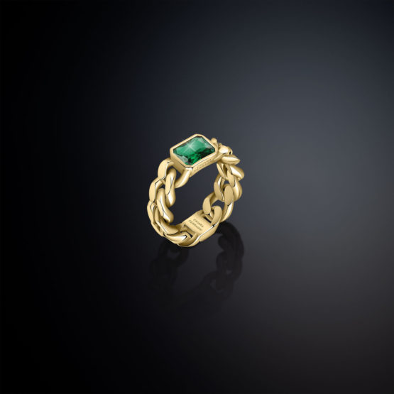 CHIARA FERRAGNI BOSSY CHAIN J19AUW350-No.14 Χρυσό Δαχτυλίδι Με Πράσινη Πέτρα