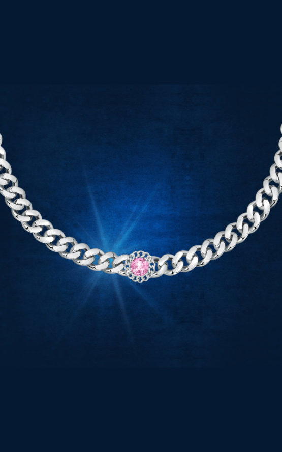 CHIARA FERRAGNI CHAIN J19AUW20 Ασημένιο Κολιέ Αλυσίδα Με Ροζ Πέτρα 2