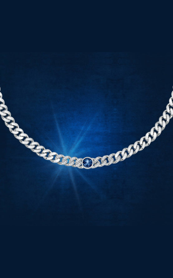 CHIARA FERRAGNI CHAIN J19AUW22 Ασημένιο Κολιέ Αλυσίδα Με Μπλε Πέτρα 2