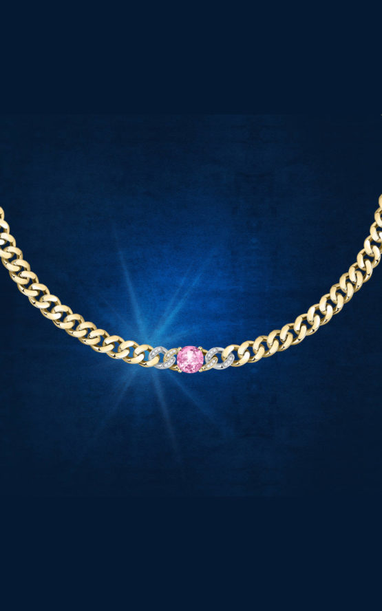 CHIARA FERRAGNI CHAIN J19AUW25 Χρυσό Κολιέ Αλυσίδα Με Ροζ Πέτρα 2