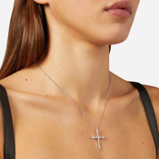 CHIARA FERRAGNI CROCI J19AWC07 Ασημένιο Κολιέ Σταυρός Με Πέτρες_1