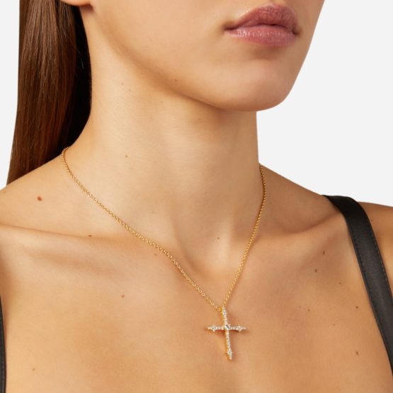 CHIARA FERRAGNI CROCI J19AWC14 Χρυσό Κολιέ Σταυρός Με Πέτρες_1