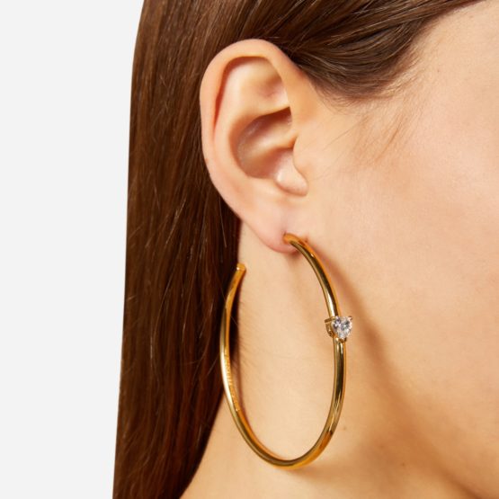 CHIARA FERRAGNI CUORICINO NEON J19AWD06 Χρυσά Σκουλαρίκια Κρίκοι Με Καρδιά_1