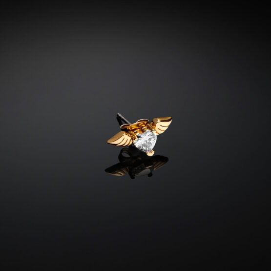 CHIARA FERRAGNI CUPIDO J19AVH06 Χρυσό Μονό Σκουλαρίκι Φτερωτή Καρδιά