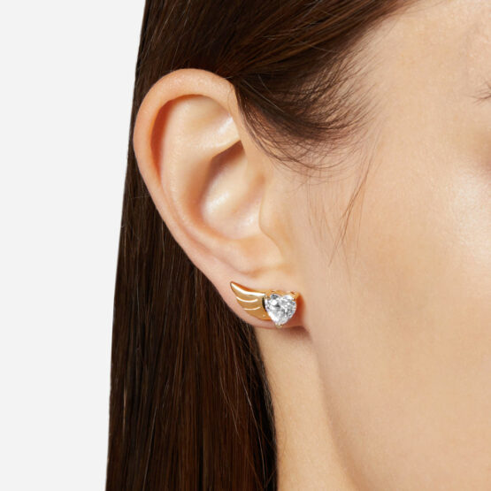 CHIARA FERRAGNI CUPIDO J19AVH07 Χρυσά Σκουλαρίκια Με Φτερωτή Καρδιά 2