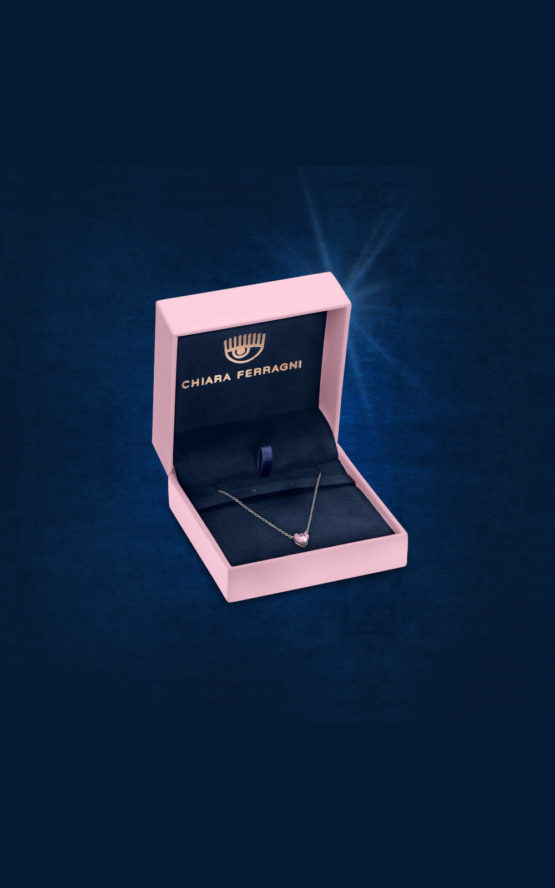 CHIARA FERRAGNI DIAMOND HEART J19AUV07 Ασημένιο Κολιέ Με Ροζ Καρδιά 4