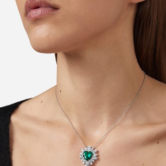 CHIARA FERRAGNI EMERALD J19AWJ02 Ασημένιο Κολιέ Με Πράσινη Πέτρα_1