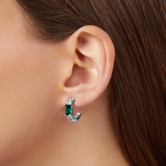 CHIARA FERRAGNI EMERALD J19AWJ15 Ασημένια Σκουλαρίκια Με Πράσινη Πέτρα 2