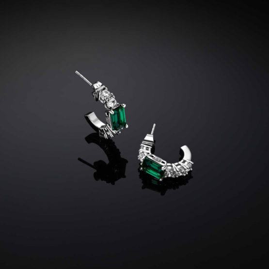CHIARA FERRAGNI EMERALD J19AWJ15 Ασημένια Σκουλαρίκια Με Πράσινη Πέτρα