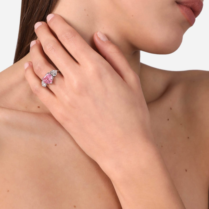 CHIARA FERRAGNI FIRST LOVE J19AUV330-No.16 Ασημένιο Δαχτυλίδι Με Ροζ Καρδιά 3
