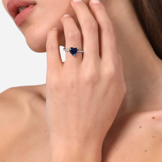 CHIARA FERRAGNI FIRST LOVE J19AUV340-No.12 Ασημένιο Δαχτυλίδι Με Μπλε Καρδιά 2