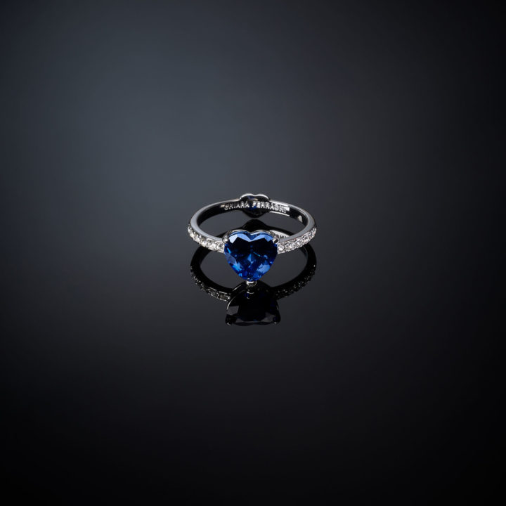 CHIARA FERRAGNI FIRST LOVE J19AUV340-No.14 Ασημένιο Δαχτυλίδι Με Μπλε Καρδιά 3