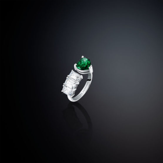 CHIARA FERRAGNI FIRST LOVE J19AUV350-No.12 Ασημένιο Δαχτυλίδι Με Πράσινη Καρδιά