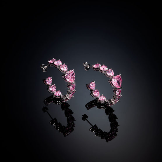 CHIARA FERRAGNI INFINITY LOVE J19AUV40 Ασημένια Σκουλαρίκια Με Ροζ Καρδιές