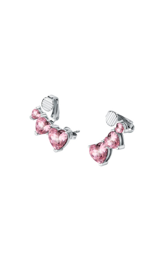 CHIARA FERRAGNI J19AUV25 Ασημένια Σκουλαρίκια Με Ροζ Καρδιές