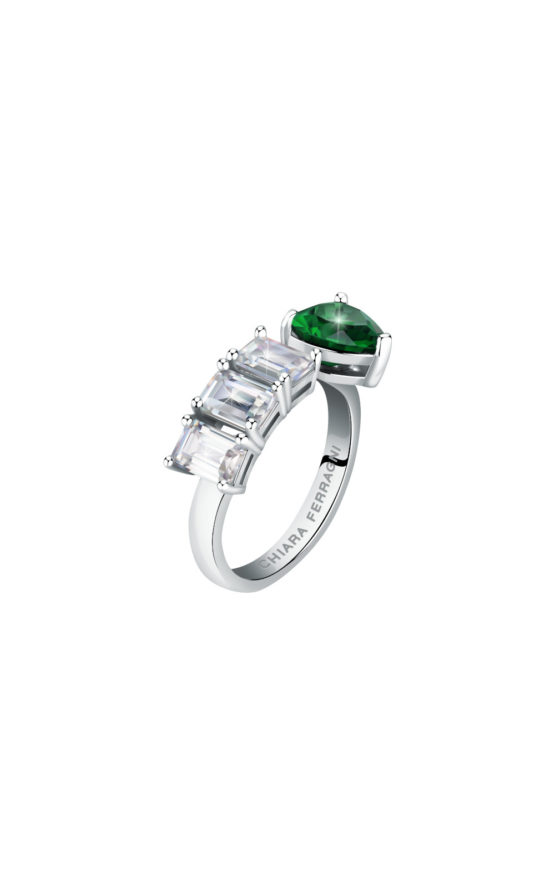 CHIARA FERRAGNI J19AUV35012 Ασημένιο Δαχτυλίδι Με Πράσινη Καρδιά