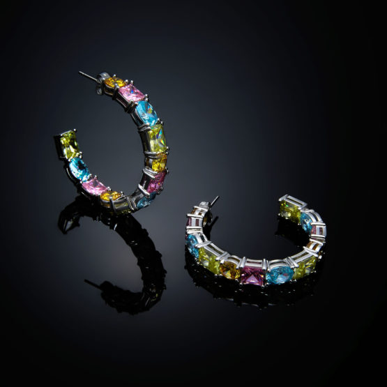 CHIARA FERRAGNI J19AVS02 Ασημένια Σκουλαρίκια Με Πολύχρωμες Πέτρες