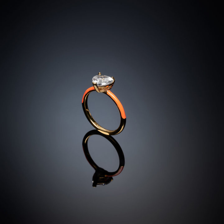 CHIARA FERRAGNI LOVE PARADE J19AVI360-No.12 Πορτοκαλί Χρυσό Μονόπετρο Δαχτυλίδι Με Καρδιά