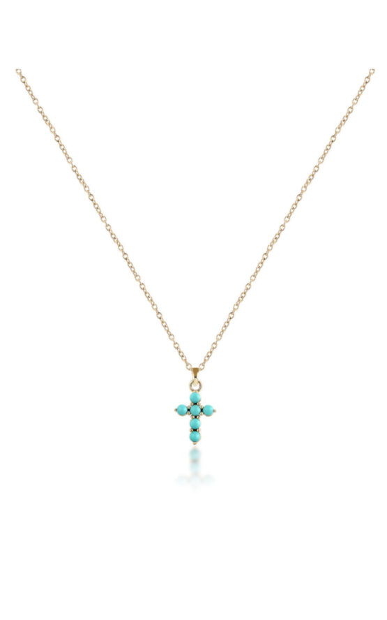 CHIARA FERRAGNI TURQUOISE J19AYT01 Κολιέ Χρυσό Με Τιρκουάζ Σταυρό