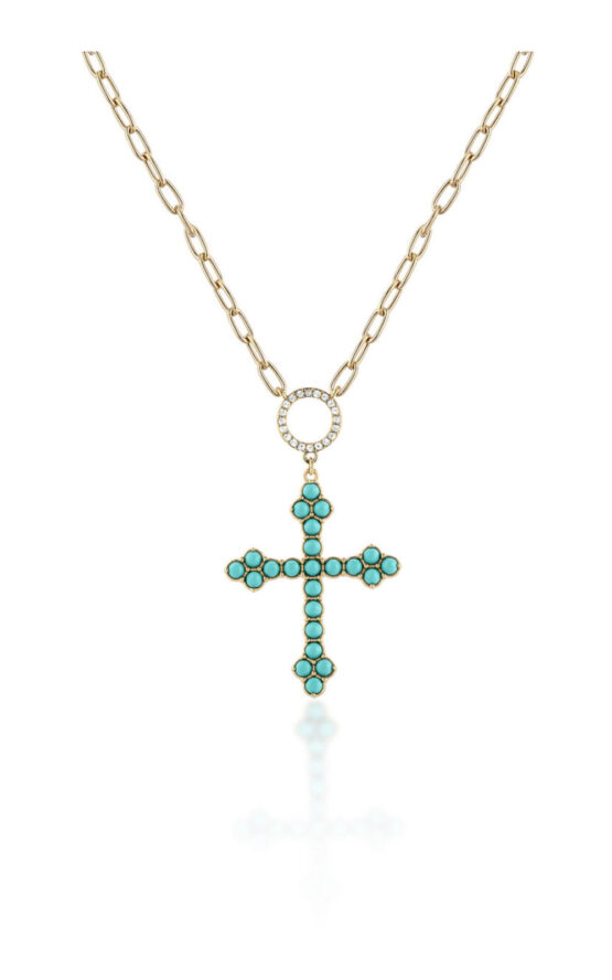 CHIARA FERRAGNI TURQUOISE J19AYT03 Κολιέ Χρυσό Με Τιρκουάζ Σταυρό