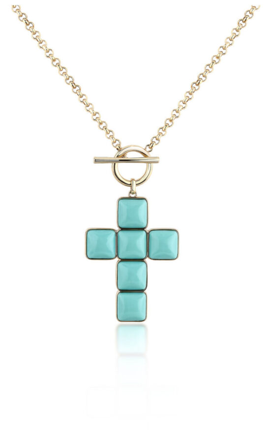 CHIARA FERRAGNI TURQUOISE J19AYT04 Κολιέ Χρυσό Με Τιρκουάζ Σταυρό