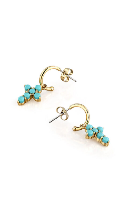 CHIARA FERRAGNI TURQUOISE J19AYT05 Σκουλαρίκια Χρυσά Με Τιρκουάζ Πέτρες