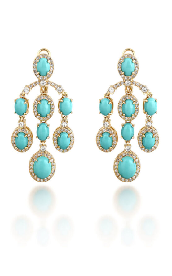 CHIARA FERRAGNI TURQUOISE J19AYT06 Σκουλαρίκια Χρυσά Με Τιρκουάζ Πέτρες