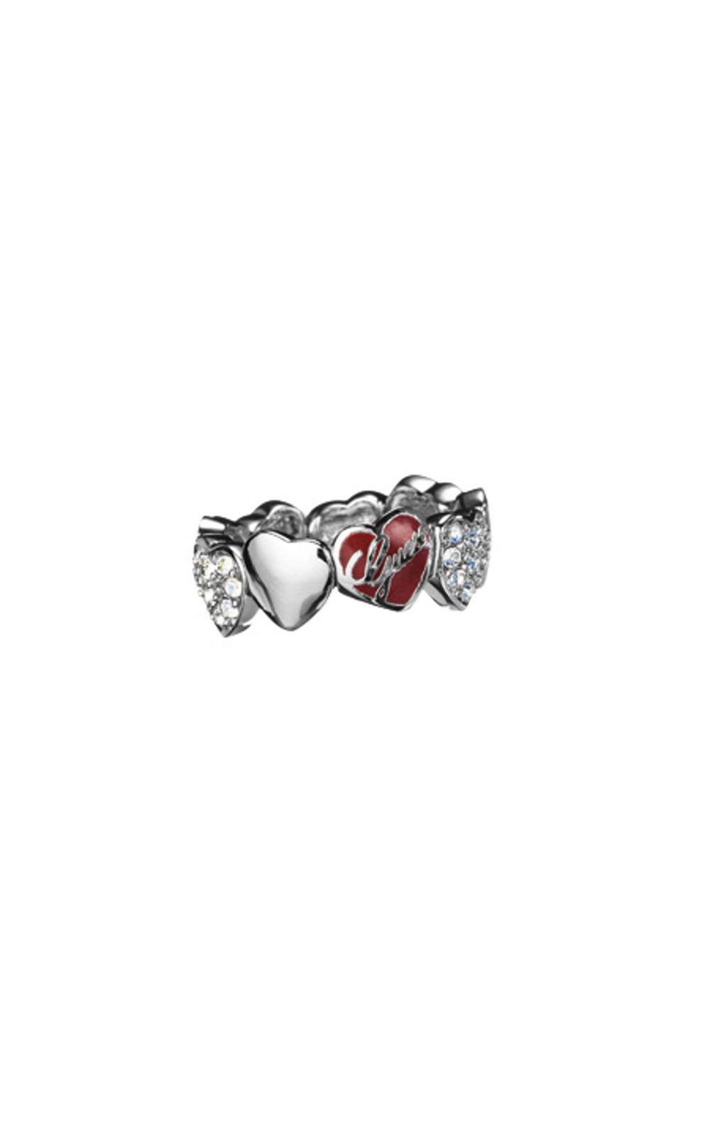 GUESS FAUX UBR81006 Ασημένιο Δαχτυλίδι Με Καρδιές