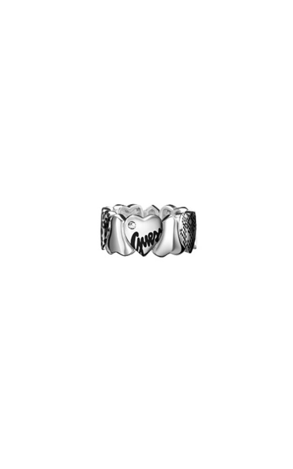 GUESS FAUX UBR81010 Ασημένιο Δαχτυλίδι Με Καρδιές