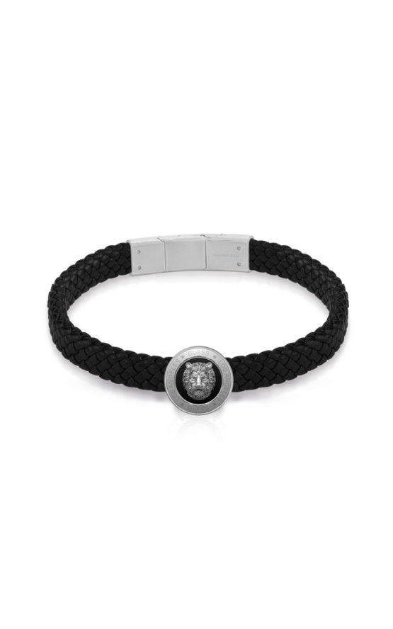 GUESS JUMB01312JWSTBKT-U Μαύρο Δερμάτινο Βραχιόλι Με Λιοντάρι