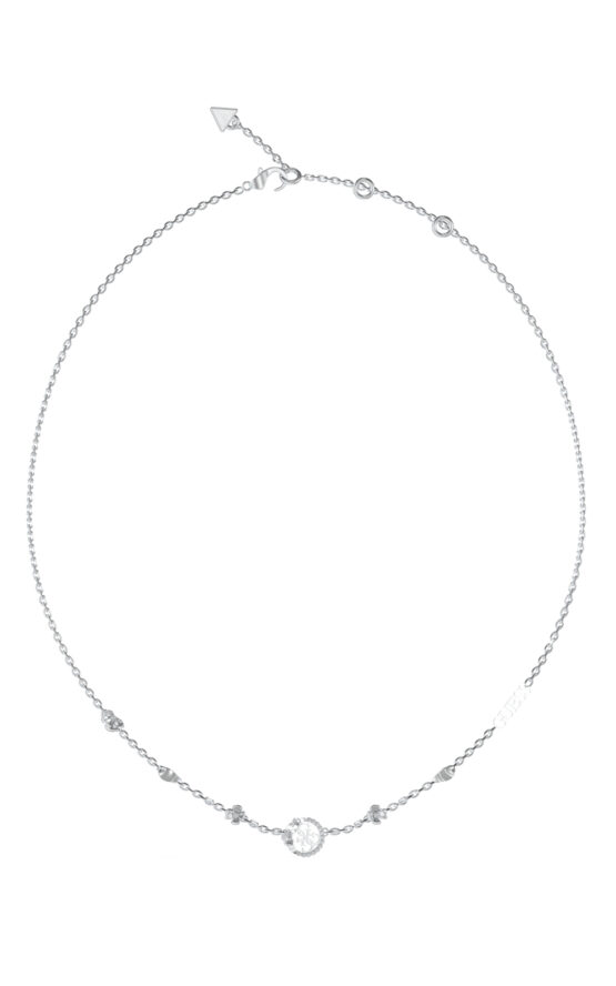 GUESS STEEL 4 LOVE JUBN05038JWRHT/U Κολιέ Ασημένιο Με Λουλούδια