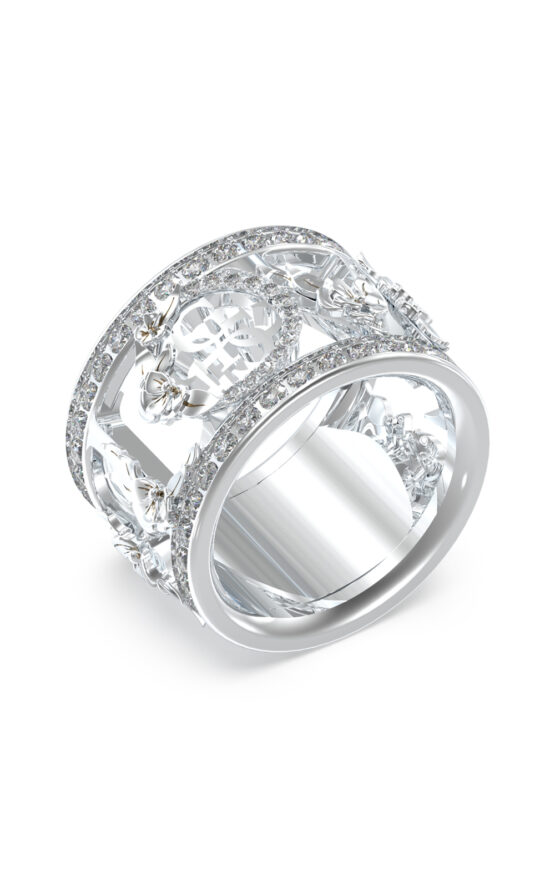 GUESS STEEL 4 LOVE JUBR05037JWRH56 Δαχτυλίδι Ασημένιο Με Σχέδια Με Πέτρες