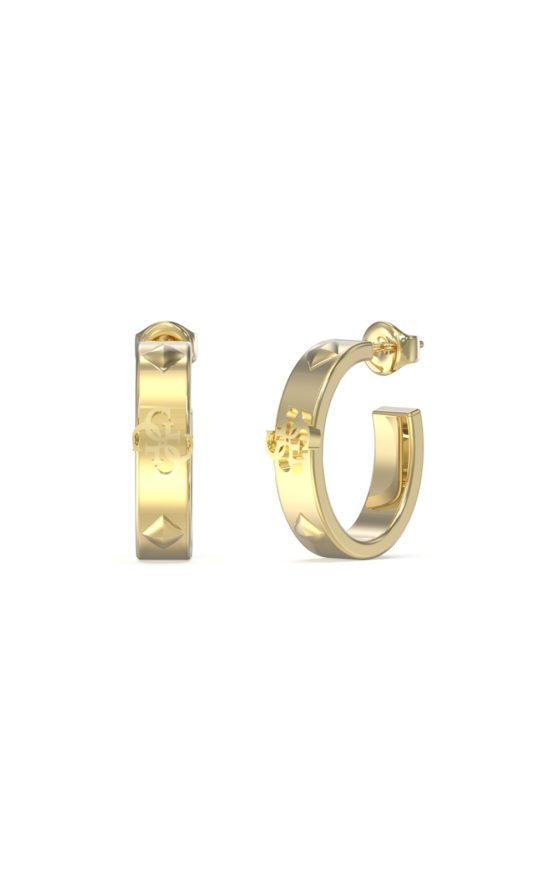 GUESS STEEL 4G FOREVER JUBE03290JWYGT-U Σκουλαρίκια Χρυσοί Κρίκοι