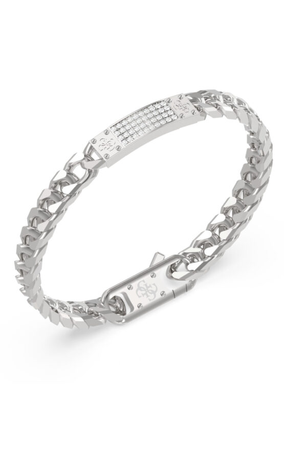 GUESS STEEL 4G FRONTIERS JUMB06031JWSTL Βραχιόλι Ασημένιο Με Πέτρες Και Λογότυπο