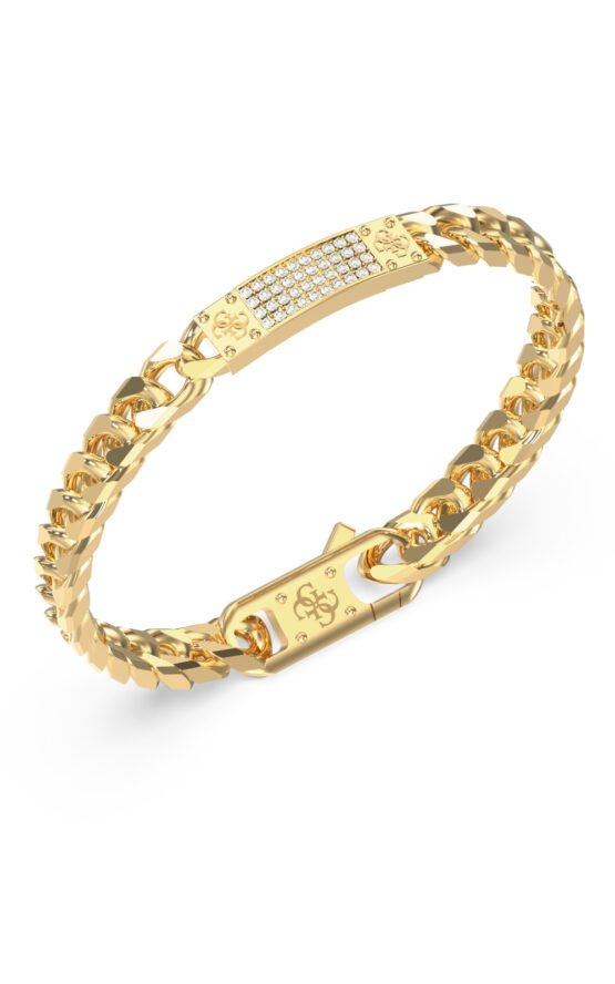 GUESS STEEL 4G FRONTIERS JUMB06031JWYGL Βραχιόλι Χρυσό Με Πέτρες Και Λογότυπο
