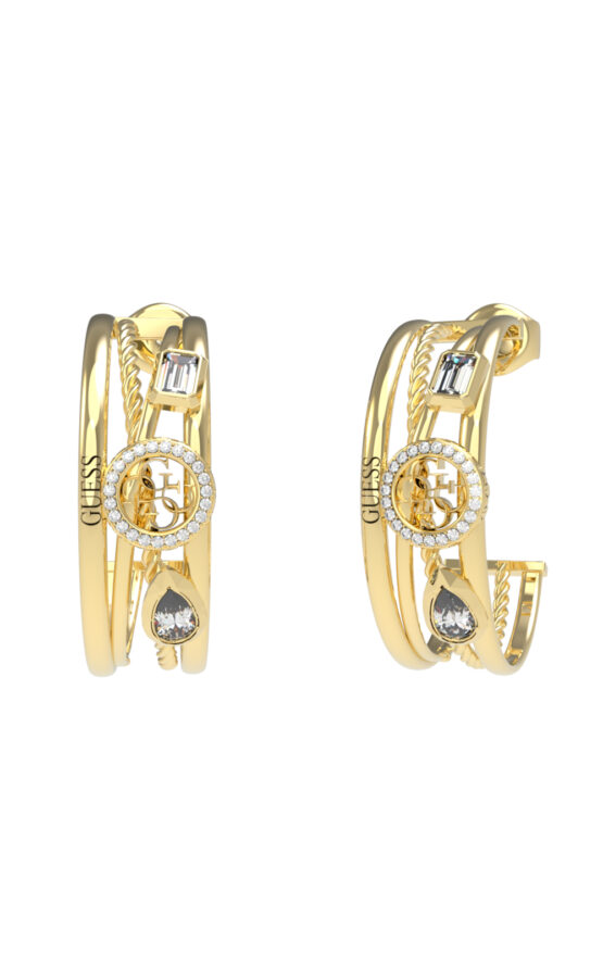 GUESS STEEL 4G LIGHT JUBE05236JWYGT/U Σκουλαρίκια Χρυσά Με Πέτρες Και Λογότυπο