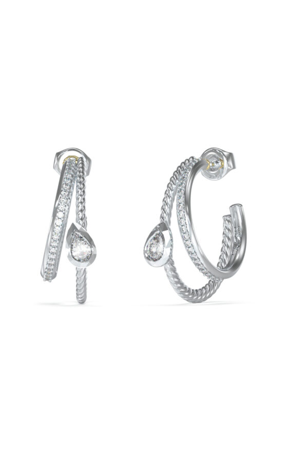 GUESS STEEL 4G LIGHT JUBE05244JWRHT/U Κρίκοι Ασημένιοι Με Πέτρες