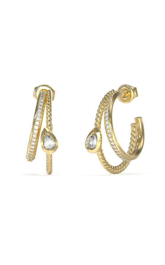 GUESS STEEL 4G LIGHT JUBE05244JWYGT/U Κρίκοι Χρυσοί Με Πέτρες