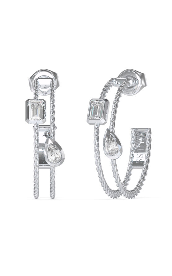 GUESS STEEL 4G LIGHT JUBE05245JWRHT/U Κρίκοι Ασημένιοι Με Πέτρες