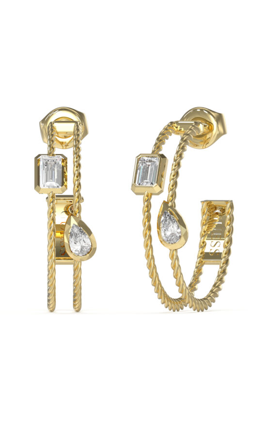 GUESS STEEL 4G LIGHT JUBE05245JWYGT/U Κρίκοι Χρυσοί Με Πέτρες