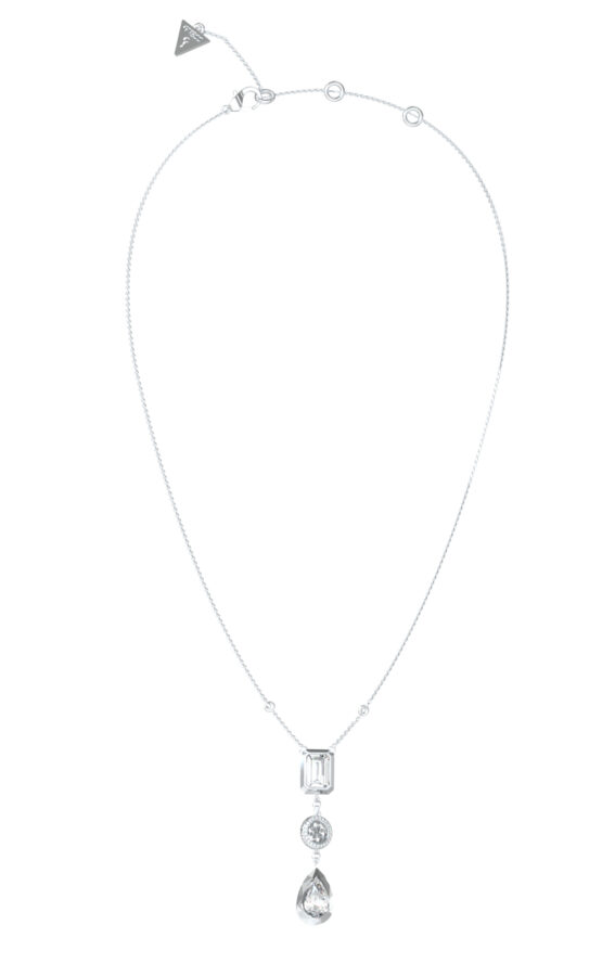 GUESS STEEL 4G LIGHT JUBN05234JWRHT/U Κολιέ Ασημένιο Με Σχέδια Με Πέτρες