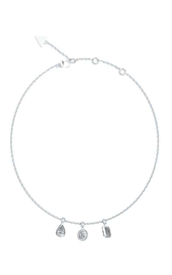 GUESS STEEL 4G LIGHT JUBN05240JWRHT/U Κολιέ Ασημένιο Με Τρια Κρεμαστά Τσαρμς