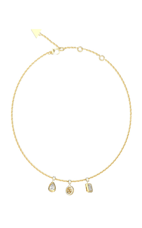 GUESS STEEL 4G LIGHT JUBN05240JWYGT/U Κολιέ Χρυσό Με Τρια Κρεμαστά Τσαρμς