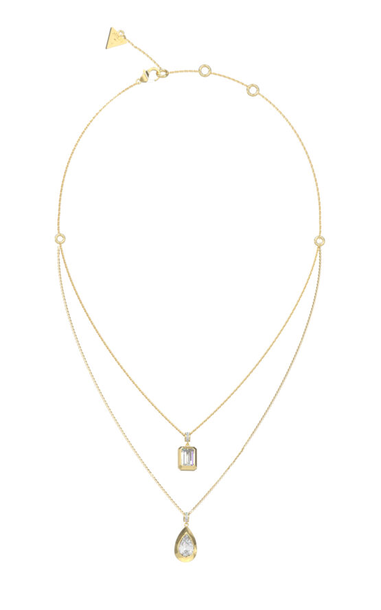 GUESS STEEL 4G LIGHT JUBN05242JWYGT/U Κολιέ Χρυσό Με Διπλή Αλυσίδα Με Πέτρες