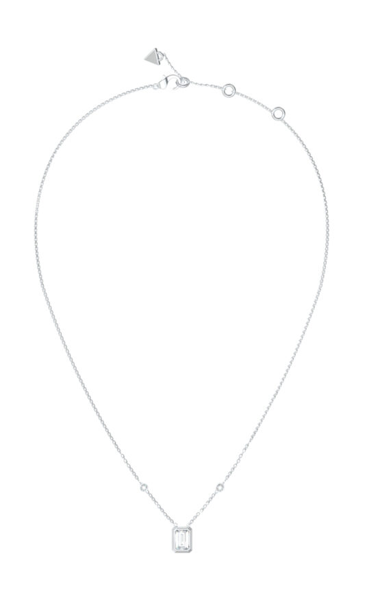 GUESS STEEL 4G LIGHT JUBN05249JWRHT/U Κολιέ Ασημένιο Με Σχέδιο Σε Σχήμα Οκτάγωνο Με Πέτρα