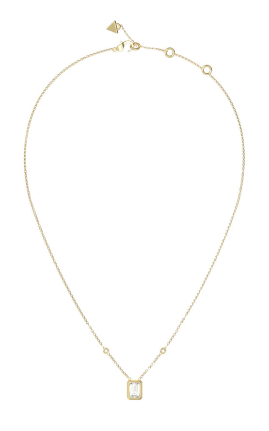 GUESS STEEL 4G LIGHT JUBN05249JWYGT/U Κολιέ Χρυσό Με Σχέδιο Σε Σχήμα Οκτάγωνο Με Πέτρα