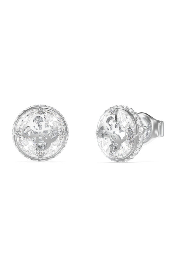 GUESS STEEL 4G SUPREME JUBE06395JWRHT/U Σκουλαρίκια Ασημένια Με Πέτρες Και Λογότυπο