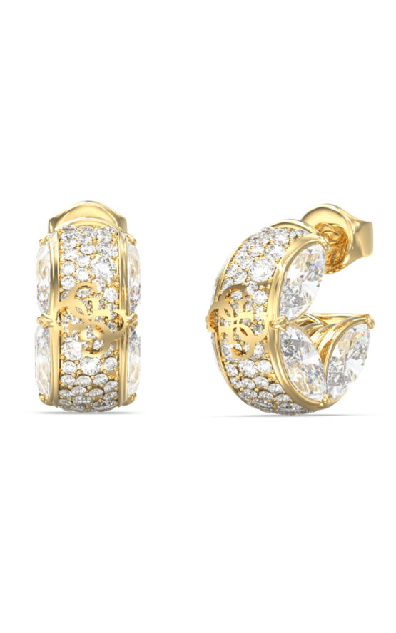 GUESS STEEL 4G SUPREME JUBE06399JWYGT/U Κρίκοι Χρυσοί Με Πέτρες Και Λογότυπο