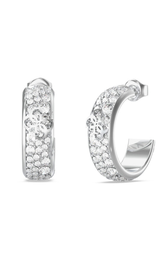 GUESS STEEL 4G SUPREME JUBE06402JWRHT/U Κρίκοι Ασημένιοι Με Πέτρες Και Λογότυπο